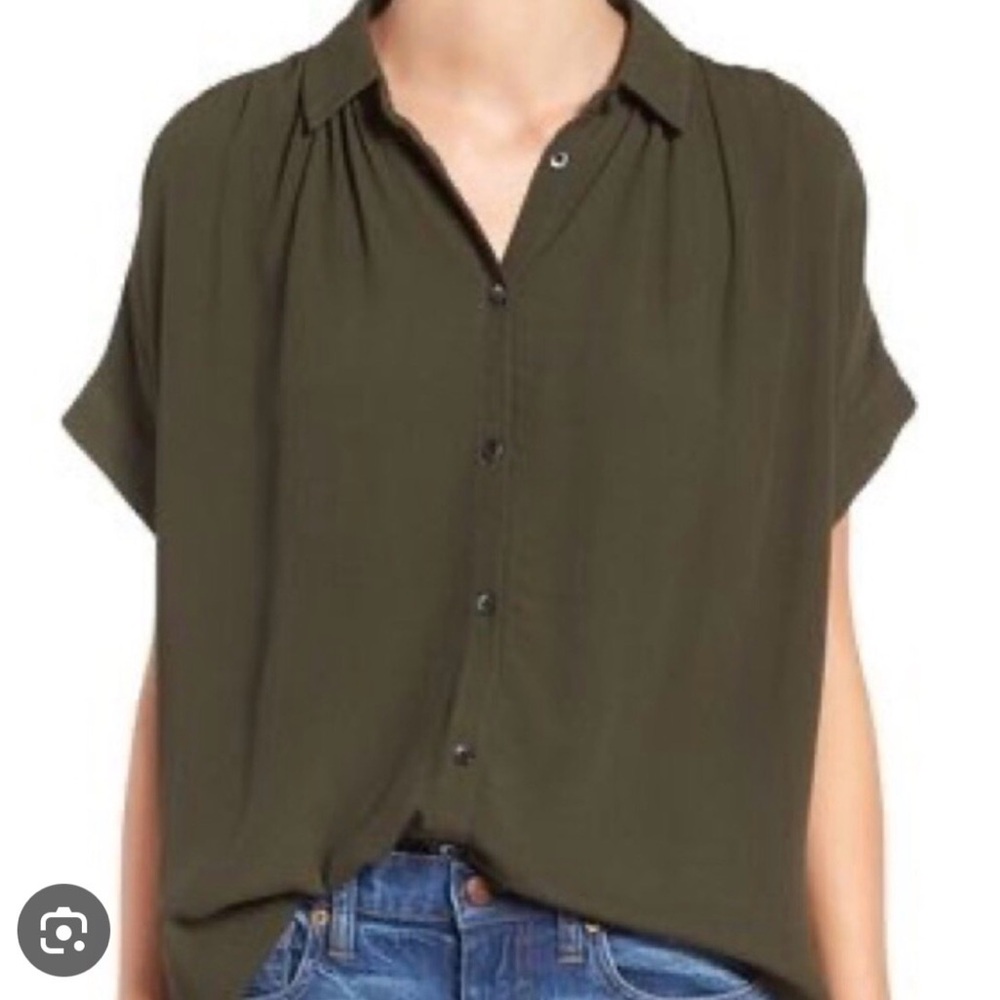 Madewell Central Drapey Shirt, Olive Green, Size M